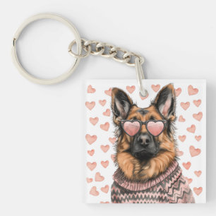 Porte-clés Saint Valentin Chien berger allemand