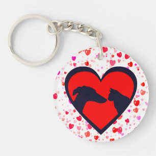 Porte-clés Saint-Valentin Chien & Chat