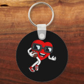 Porte-clés Saint Valentin Coeur Courir Avec Un Garçon De Foot (Recto)