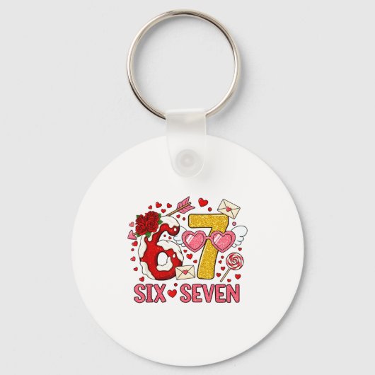 Porte-clés Saint-Valentin Drôle 67 Meme Six Sept 6 7 Cœurs (Recto)