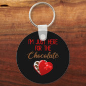 Porte-clés Saint Valentin Je suis juste ici pour le chocolat (Recto)