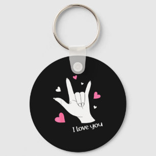 Porte-clés Saint-Valentin Je t'aime Langue des Signes América
