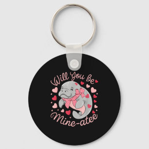 Porte-clés Saint-Valentin Lamantin Mignon Animaux Cœurs Veux-