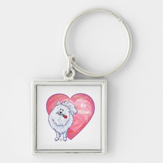 Porte-clés Saint Valentin Poméranie Blanche (Devant)