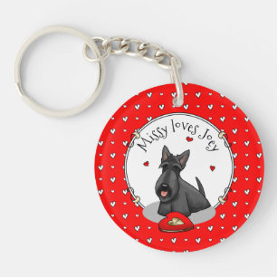 Porte-clés Saint-Valentin (rouge) Chien écossais (noir) migno