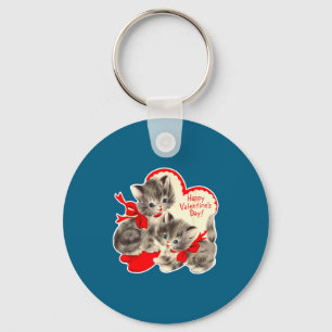 Porte-clés Saint-Valentin Vintage Chat Chaton Rétro Val