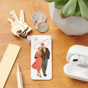 Porte-clés Saint-Valentin vintage, cœurs flottants romantique