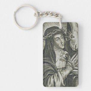 Porte-clés Sainte Catherine de Sienne Crucifixion Art Noir Fo