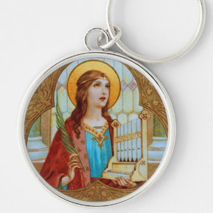 Porte-clés Sainte Cécile de Rome (BK 003) Métal Rond