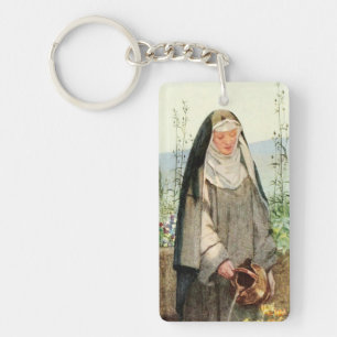 Porte-clés Sainte Claire d'Assise Arrosant des Fleurs (M 065)