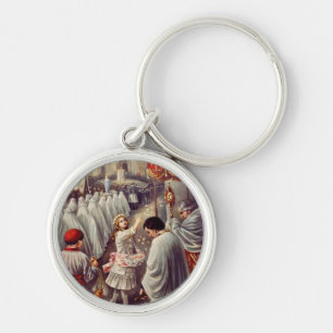 Porte-clés Sainte Thérèse jette des fleurs au Saint Sacrement