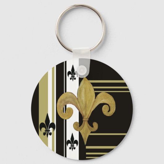 Porte-clés Saints Noir et Or Fleur de lis (Recto)