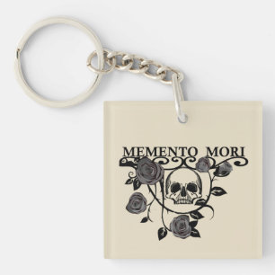 Porte-clés Saisir le Jour - Roses Noires - Crâne Memento Mori