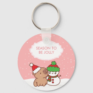 Porte-clés Saison Capybara Et Snowman D'Être Jolly Mets Noël
