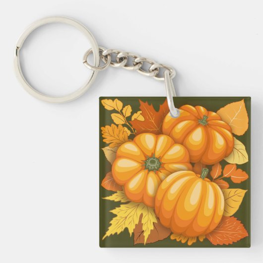 Porte-clés Saison d'automne Halloween Citrouille Motif (Devant)
