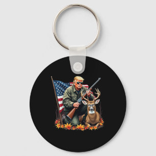 Porte-clés Saison de chasse au cerf Vintage Trump Drapeau Usa