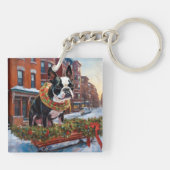 Porte-clés Saison de Noël de Boston Terrier (Dos)