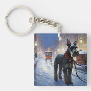 Porte-clés Saison de Noël des Schnauzer miniatures