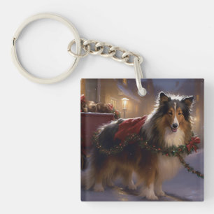 Porte-clés Saison de Noël du Shetland Sheepdog