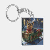 Porte-clés Saison de Noël du Yorkshire Terrier (Devant gauche)