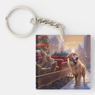 Porte-clés Saison de Noël Golden Retriever