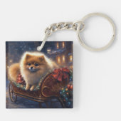 Porte-clés Saison de Noël Poméranienne brossé (Dos)