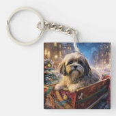 Porte-clés Saison Festive de Noël de Lhasa Apso (Devant)