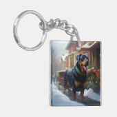 Porte-clés Saison festive de Noël de Rottweiler (Devant gauche)