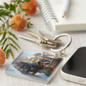 Porte-clés Saison festive de Noël de Rottweiler (Devant Droit)