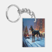 Porte-clés Saison Festive de Noël Doberman (Devant gauche)