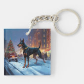 Porte-clés Saison Festive de Noël Doberman (Dos)