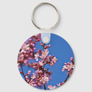 Porte-clés Sakura Cerisiers en Fleur Touchant le Bleu