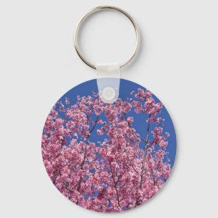 Porte-clés Sakura Cherry Fleurit Dans Le Bleu