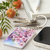 Porte-clés Sakura rose sur la peinture Arrière - plan (Devant droit)