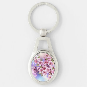 Porte-clés Sakura rose sur la peinture Arrière - plan