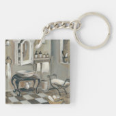 Porte-clés Salle de bains française carrelée noire et blanche (Dos)