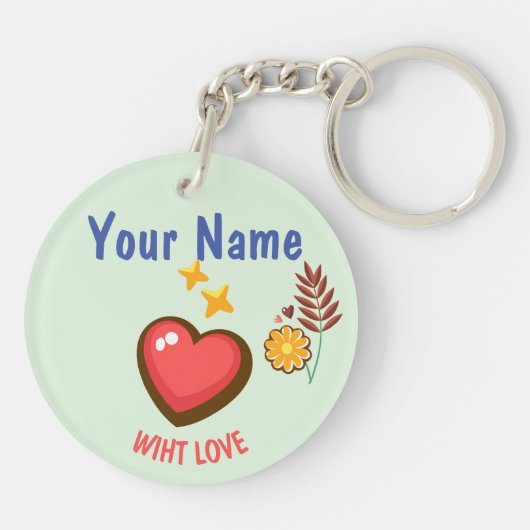 Porte-clés Salle de classe Saint-Valentin Boho Donuts et fleu (Dos)