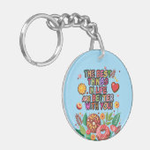 Porte-clés Salle de classe Saint-Valentin Boho Donuts et fleu (Devant gauche)