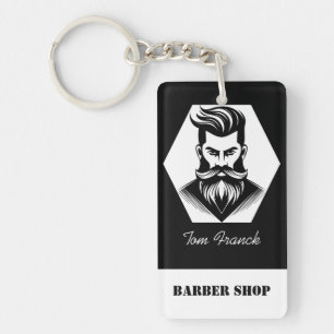 Porte-clés Salon de coiffeur professionnel noir et blanc