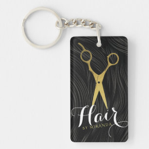 Porte-clés Salon des cheveux coiffeur ciseaux d'or noir moder