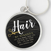 Porte-clés Salon des cheveux coiffeur ciseaux d'or noir moder (Devant)