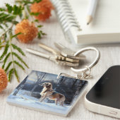 Porte-clés Saluki Laisser neiger Noël (Devant Droit)