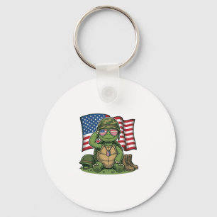 Porte-clés Salut de tortue patriotique Vector Design_1