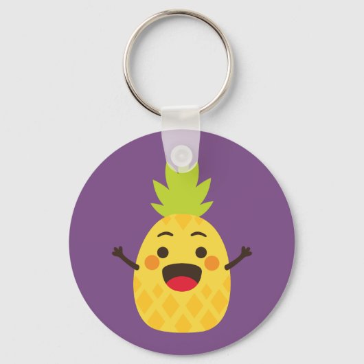 Porte-clés Salut les amis ! Illustration d'ananas (Recto)