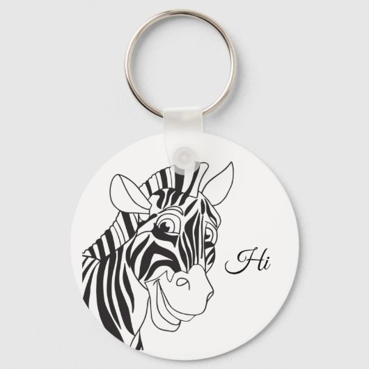 Porte-clés "Salut" Lettres belle Zebra Black & White tendance (Recto)