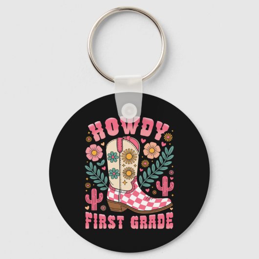 Porte-clés Salut professeur de CE1 western Cowboy (Recto)