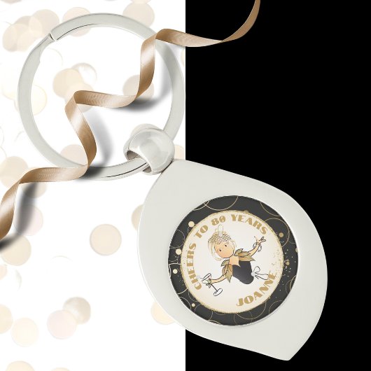 Porte-clés Salutations à 80 Drôle Drôle Cartoon pour son 80e