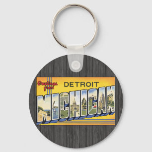 Porte-clés Salutations De Detroit Michigan, Vintage