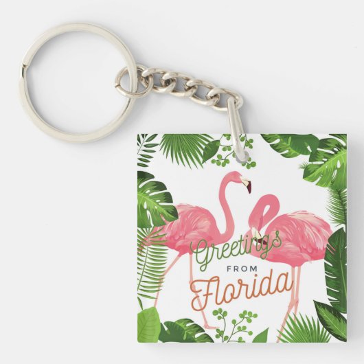 Porte-clés Salutations de Floride, design tropical (Devant)