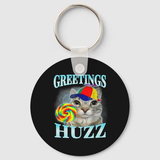 Porte-clés Salutations Huzz Funny Gen Z Gen Alpha Slang Mème (Recto)